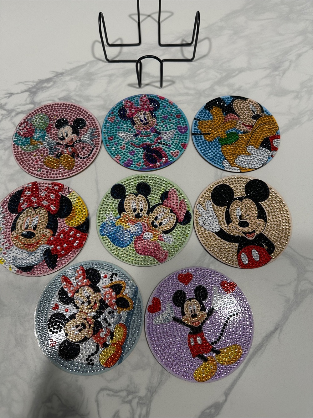 Disney Mickey & Minnie Rhinestone Car Coasters - Set of 8